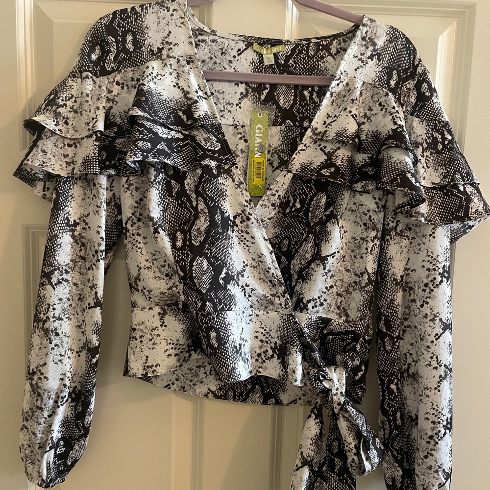 Chic Snake Print Wrap Top